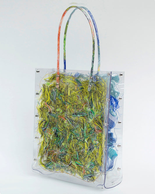 FRINGE FRIENDS - Thread Painting Handbag (Blue×Yellow)