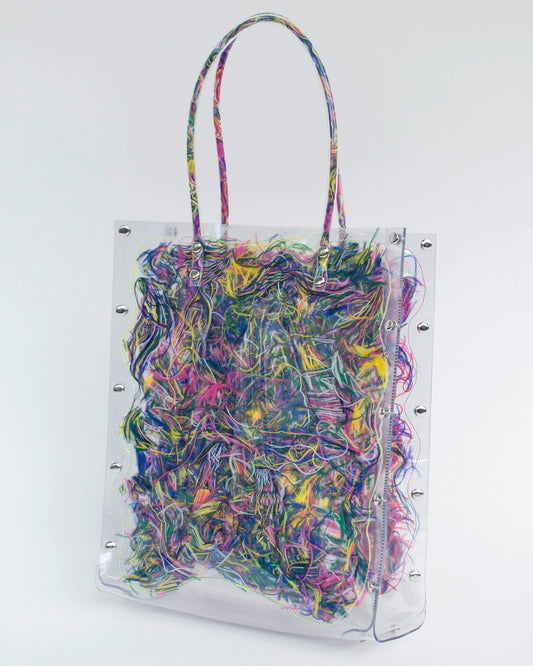 FRINGE FRIENDS - Thread Painting Handbag (Pink×Yellow)