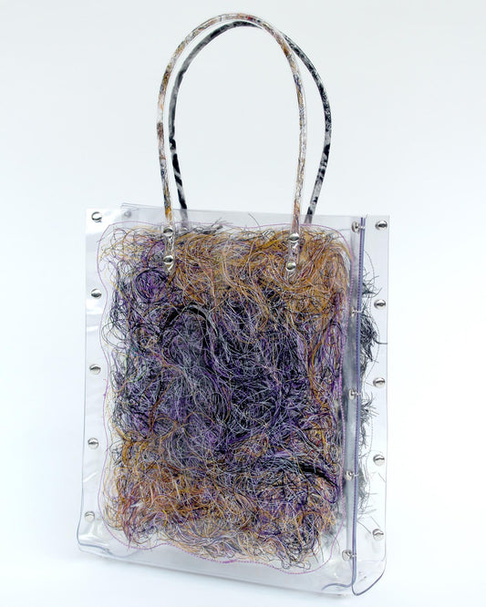 FRINGE FRIENDS - Thread Painting Handbag (Black×Purple)