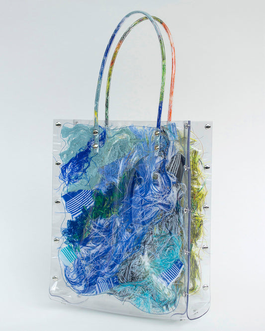 FRINGE FRIENDS - Thread Painting Handbag (Blue×Yellow)