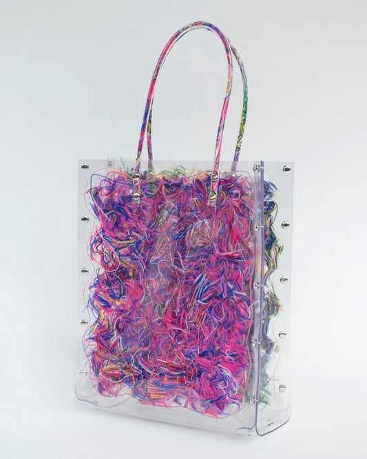 FRINGE FRIENDS - Thread Painting Handbag (Pink×Yellow)