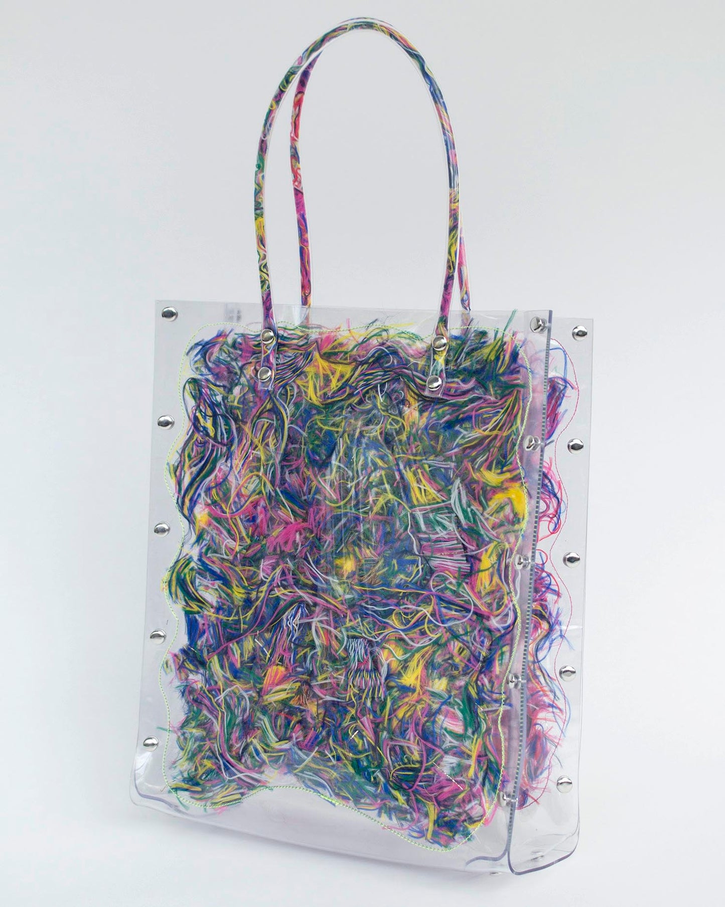 FRINGE FRIENDS - Thread Painting Handbag (Pink×Yellow)