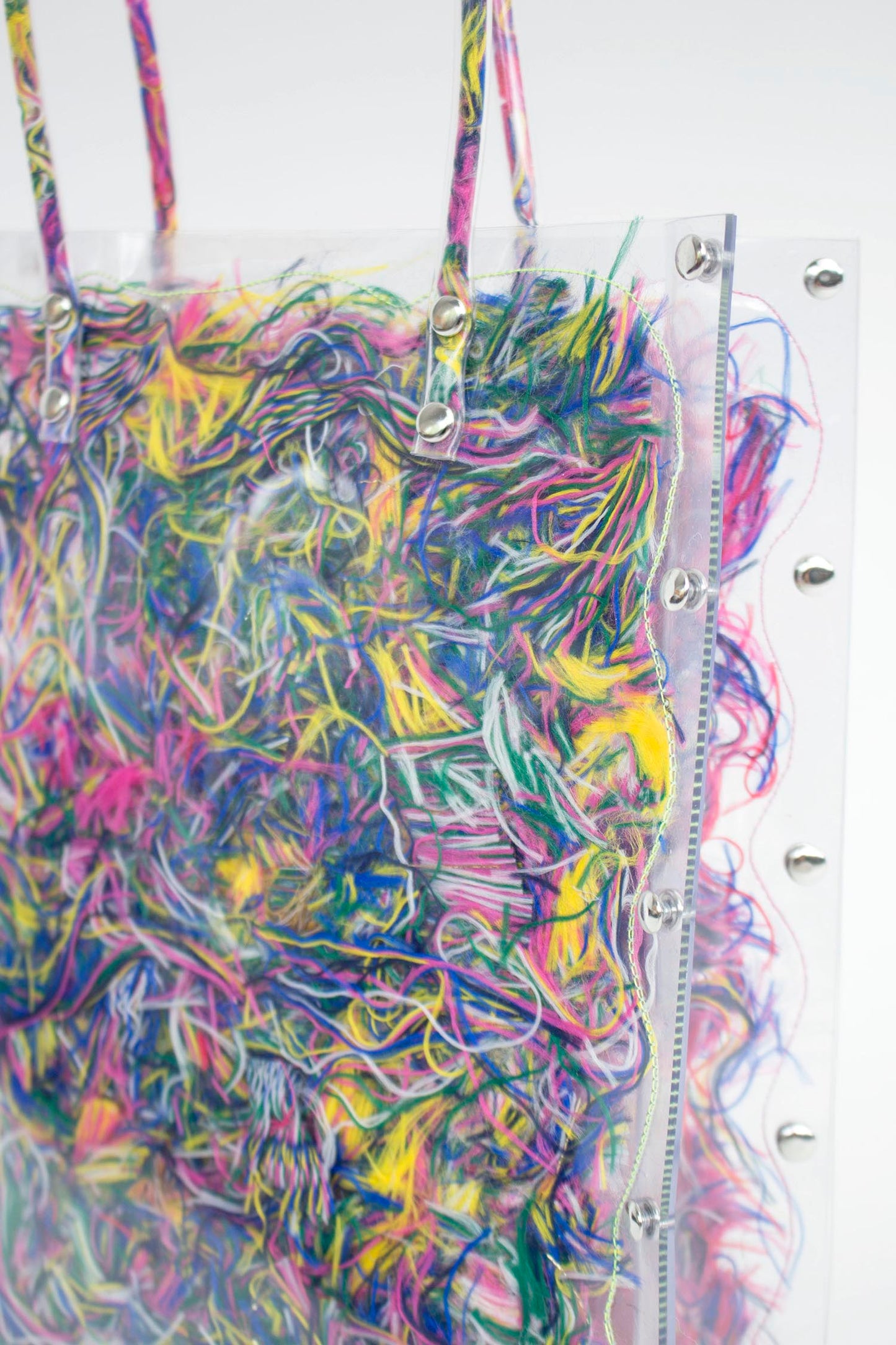 FRINGE FRIENDS - Thread Painting Handbag (Pink×Yellow)