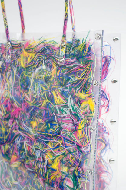 FRINGE FRIENDS - Thread Painting Handbag (Pink×Yellow)