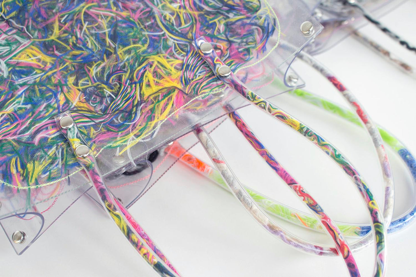 FRINGE FRIENDS - Thread Painting Handbag (Pink×Yellow)