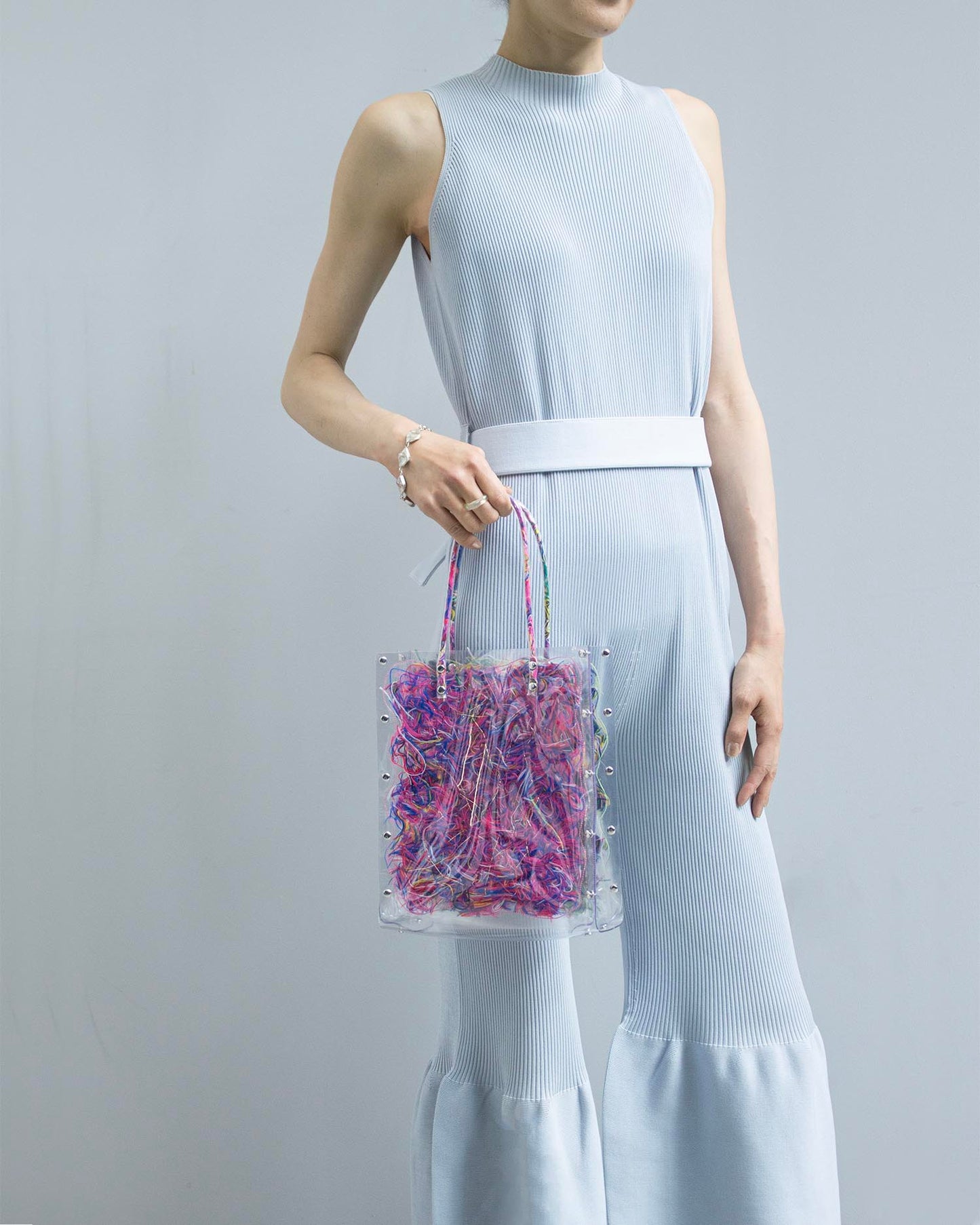 FRINGE FRIENDS - Thread Painting Handbag (Pink×Yellow)